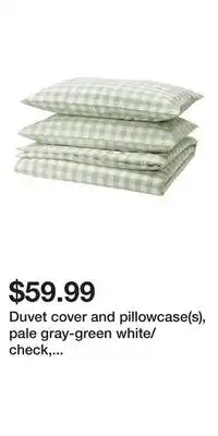 IKEA Duvet cover and pillowcase(s), pale gray-green white/check, Full/Queen (Double/Queen) offer