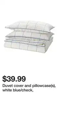 IKEA Duvet cover and pillowcase(s), white blue/check offer