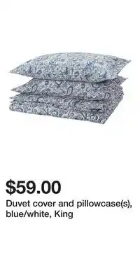 IKEA Duvet cover and pillowcase(s), blue/white, King offer