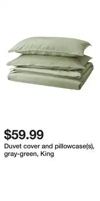 IKEA Duvet cover and pillowcase(s), gray-green, King offer