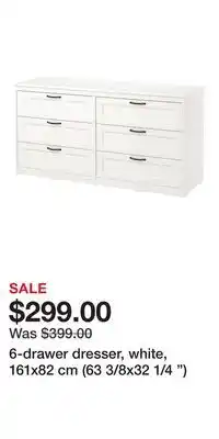 IKEA 6-drawer dresser, white, 161x82 cm (63 3/8x32 1/4 ) offer