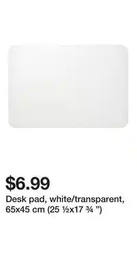 IKEA Desk pad, white/transparent, 65x45 cm (25 ½x17 ¾ ) offer
