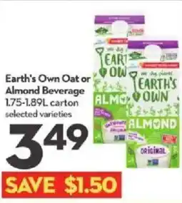 Longo's Earth's Own Oat or Almond Beverage offer