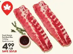Longo's Fresh Ontario Pork Back Ribs offer