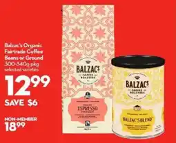 Longo's Balzac's Organic Fairtrade Coffee Beans or Ground offer