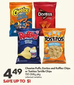 Longo's Cheetos Puffs, Doritos and Ruffles Chips or Tostitos Tortilla Chips offer
