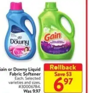 Walmart Gain or downy liquid offer