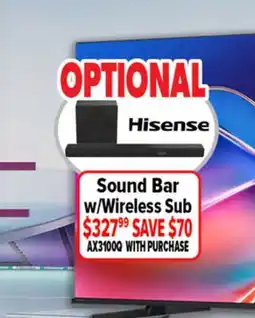 2001 Audio Video Hisense Sound Bar w/Wireless Sub offer