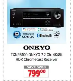 2001 Audio Video TXNR5100 ONKYO 7.2 Ch. 4K/8K HDR Chromecast Receiver offer