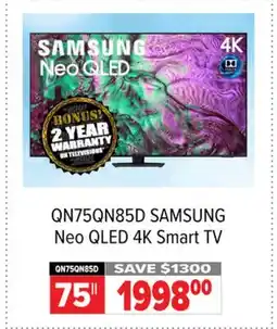 2001 Audio Video QN75QN85D SAMSUNG Neo QLED 4K Smart TV offer