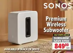 2001 Audio Video SONOS Premium Wireless Subwoofer offer