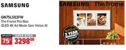 2001 Audio Video QN75LS03FW The Frame Pro Neo QLED 4K Art Mode Sam Vision AI offer