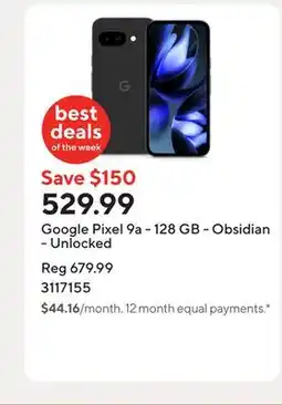 Staples Google Pixel 9a - 128 GB - Obsidian - Unlocked offer