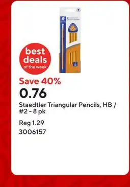Staples Staedtler Triangular Pencils, HB / #2 - 8 pk offer