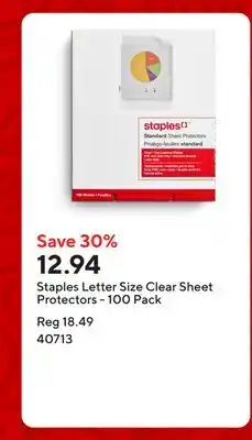 Staples Staples Letter Size Clear Sheet Protectors - 100 Pack offer