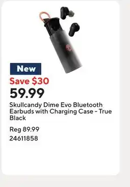 Staples Skullcandy Dime Evo Bluetooth Earbuds with Charging Case - True Black offer