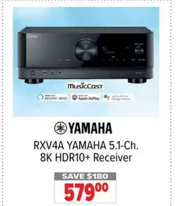 2001 Audio Video RXV4A YAMAHA 5.1-Ch. 8K HDR10+ Receiver offer