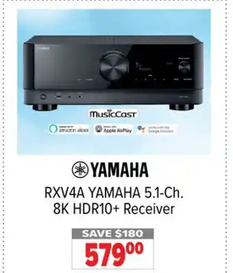 2001 Audio Video RXV4A YAMAHA 5.1-Ch. 8K HDR10+ Receiver offer
