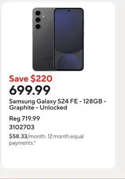 Staples Samsung Galaxy S24 FE - 128GB - Graphite - Unlocked offer