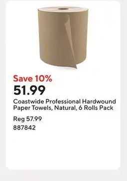 Staples Coastwide Professional Hardwound Paper Towels, Natural, 6 Rolls Pack offer