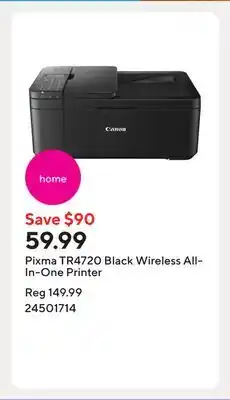 Staples Pixma TR4720 Black Wireless All-In-One Printer offer