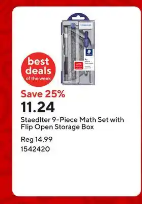 Staples Staedlter 9-Piece Math Set with Flip Open Storage Box offer
