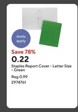 Staples Staples Report Cover - Letter Size - Green offer