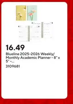 Staples Blueline 2025-2026 Weekly/Monthly Academic Planner - 8 x 5 - Assorted Botanical Designs - Bilingual offer