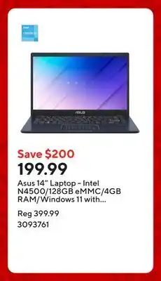 Staples Asus 14 Laptop - Intel N4500/128GB eMMC/4GB RAM/Windows 11 with 1-year of Microsoft 365 offer