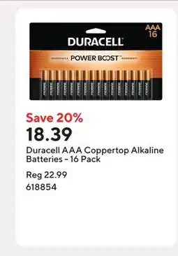 Staples Duracell AAA Coppertop Alkaline Batteries - 16 Pack offer