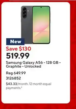 Staples Samsung Galaxy A56 - 128 GB - Graphite - Unlocked offer