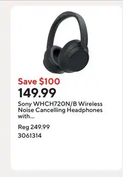 Staples Sony WHCH720N/B Wireless Noise Cancelling Headphones with Microphone - Black offer