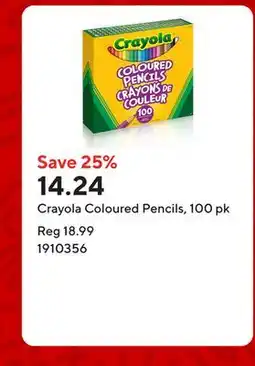 Staples Crayola Coloured Pencils, 100 pk offer