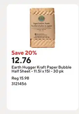 Staples Earth Hugger Kraft Paper Bubble Half Sheet - 11.5î x 15î - 30 pk offer