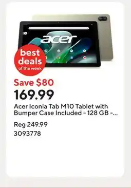 Staples Acer Iconia Tab M10 Tablet with Bumper Case Included - 128 GB - Champagne offer
