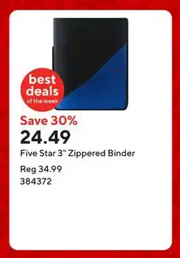 Staples Five Star 3 Zippered Binder offer