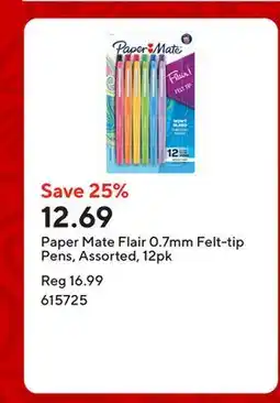 Staples Paper Mate Flair 0.7mm Felt-tip Pens, Assorted, 12pk offer