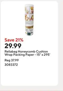 Staples Reliabag Honeycomb Cushion Wrap Packing Paper - 15 x 295' offer