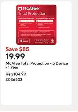 Staples McAfee Total Protection - 5 Device - 1 Year offer