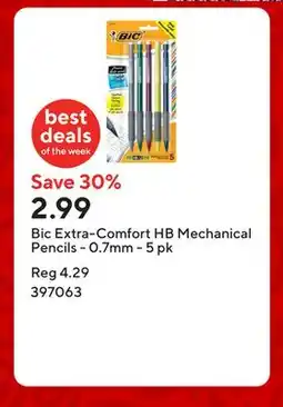 Staples Bic Extra-Comfort HB Mechanical Pencils - 0.7mm - 5 pk offer
