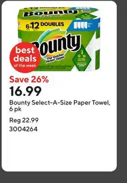 Staples Bounty Select-A-Size Paper Towel, 6 pk offer