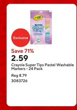 Staples Crayola Super Tips Pastel Washable Markers - 24 Pack offer