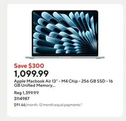 Staples Apple Macbook Air 13 - M4 Chip - 256 GB SSD - 16 GB Unified Memory - Sky Blue - English offer
