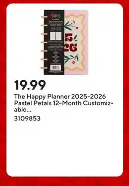 Staples The Happy Planner 2025-2026 Pastel Petals 12-Month Customizable Planner offer