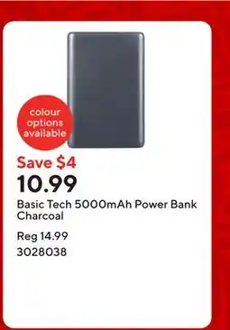 Staples Basic Tech 5000mAh Power Bank Charcoal offer