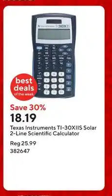 Staples Texas Instruments TI-30XIIS Solar 2-Line Scientific Calculator offer