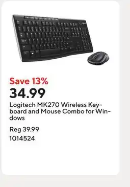 Staples Logitech MK270 Wireless Keyboard and Mouse Combo for Windows offer