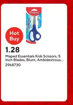 Staples Maped Essentials Kids Scissors, 5 Inch Blades, Blunt, Ambidextrous Handle offer