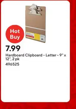 Staples Hardboard Clipboard - Letter - 9 x 12, 2 pk offer