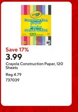 Staples Crayola Construction Paper, 120 Sheets offer